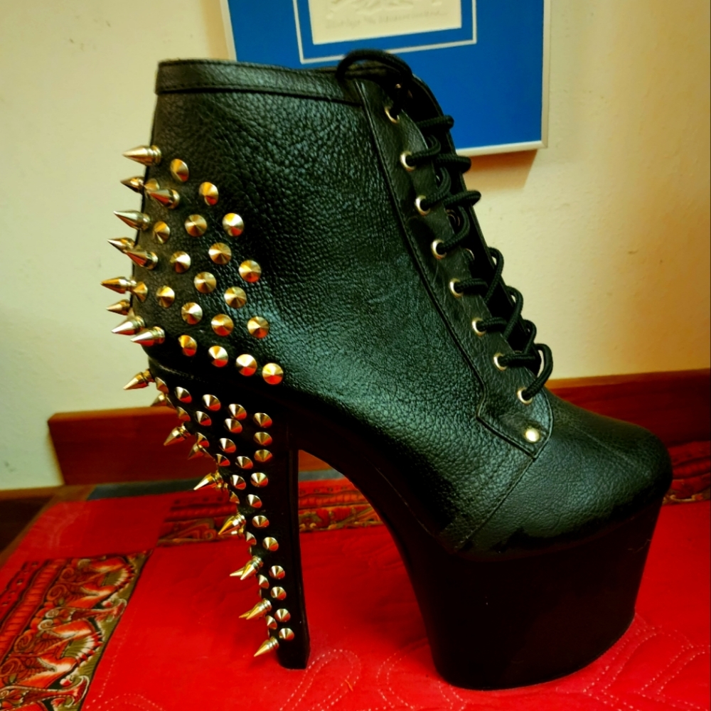 Pleaser Fearless Spiked Platform Booties
